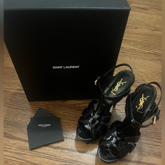 Saint Laurent Tribute T-Strap Platform Sandal - Picture 11 of 13